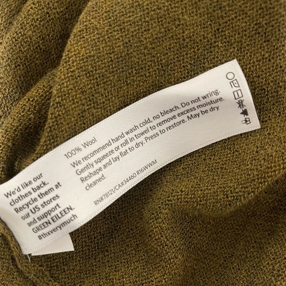 EILEEN FISHER Long Sleeve Tunic Light Weight Sweater Round Neck Moss Gold Green - Picture 9 of 9